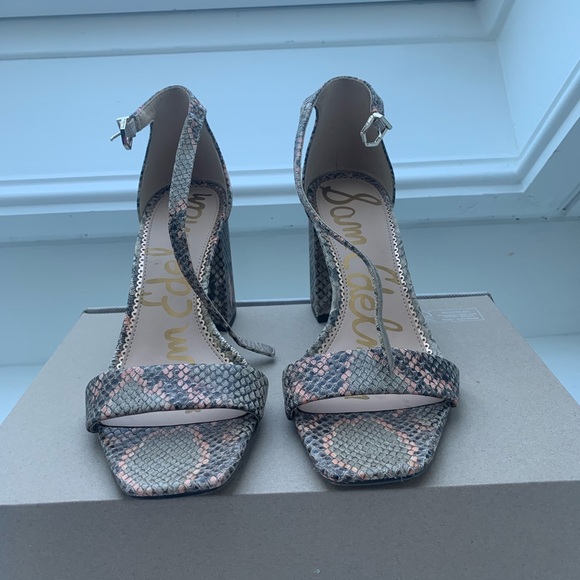 Sam Edelman daniella block heel size 7 Nude Snake print - Picture 2 of 5